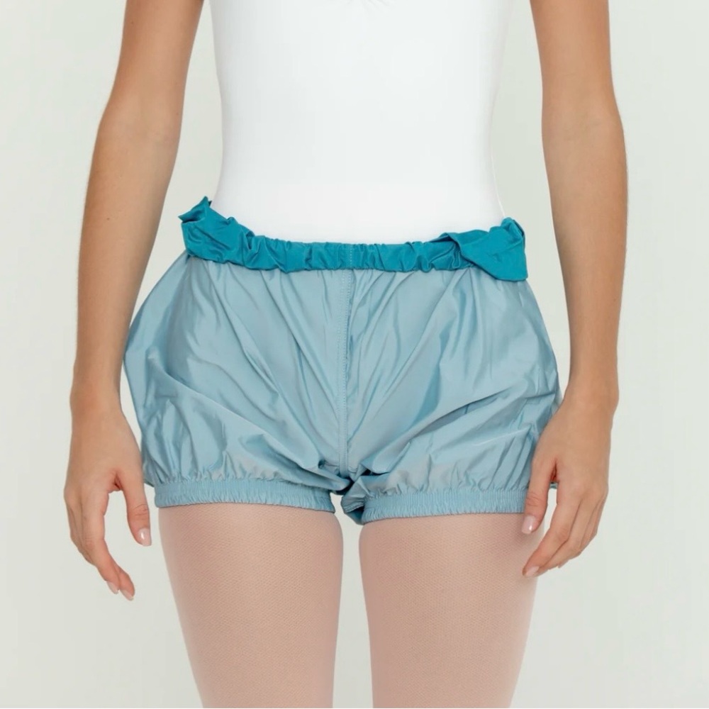 Bullet Pointe Reversible Parachute Shorts in Teal/Light Blue